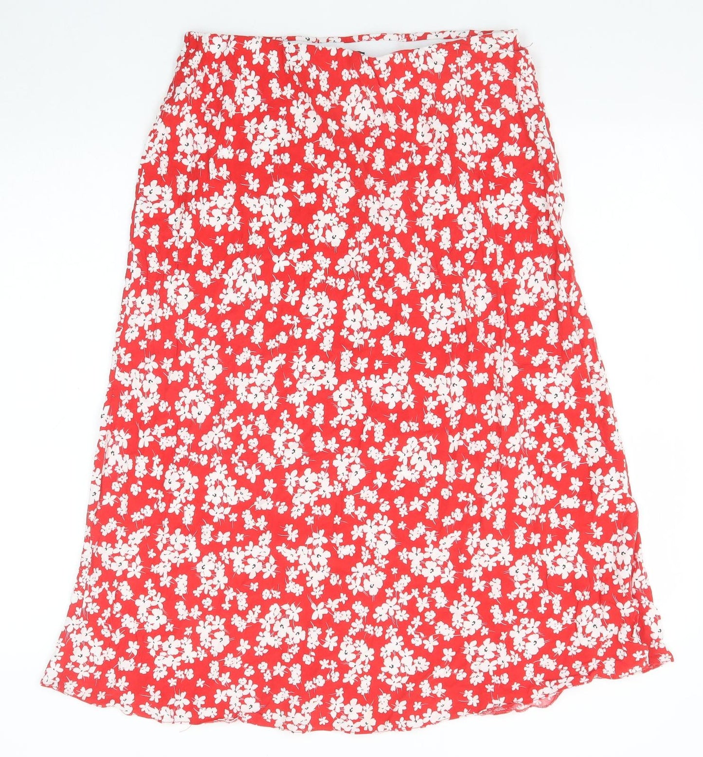 New Look Womens Red Floral Polyester Peasant Skirt Size 14