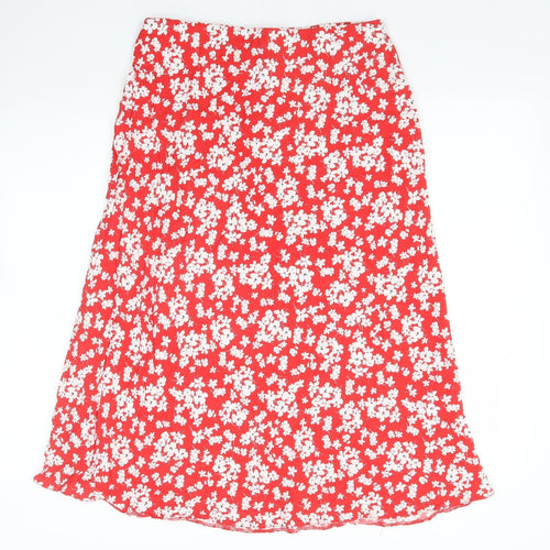 New Look Womens Red Floral Polyester Peasant Skirt Size 14