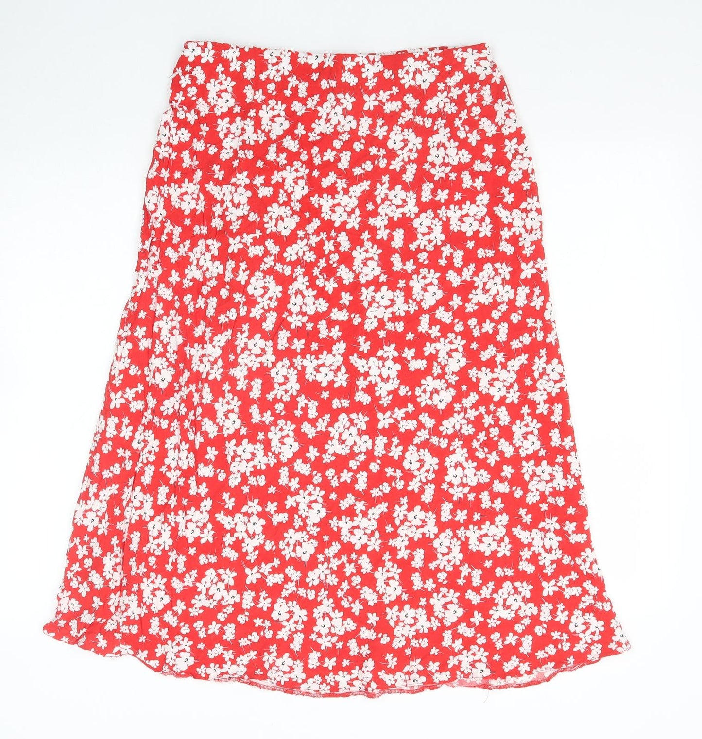 New Look Womens Red Floral Polyester Peasant Skirt Size 14