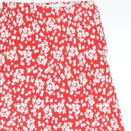 New Look Womens Red Floral Polyester Peasant Skirt Size 14
