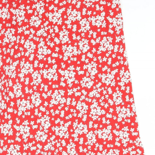 New Look Womens Red Floral Polyester Peasant Skirt Size 14