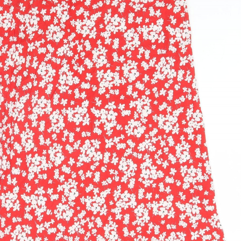 New Look Womens Red Floral Polyester Peasant Skirt Size 14