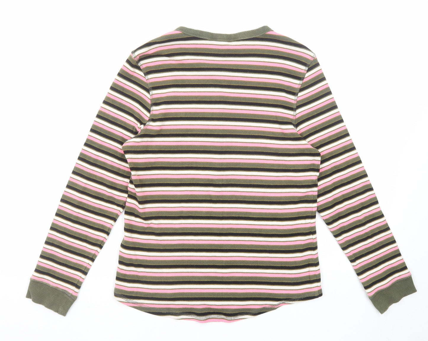 Marks and Spencer Womens Multicoloured Striped Cotton Basic T-Shirt Size 16 Round Neck