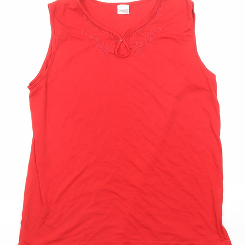 Lucky Womens Red Cotton Basic Tank Size XL Round Neck