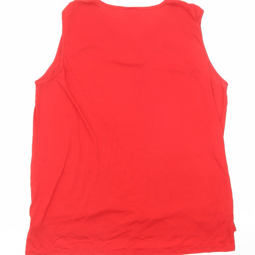 Lucky Womens Red Cotton Basic Tank Size XL Round Neck