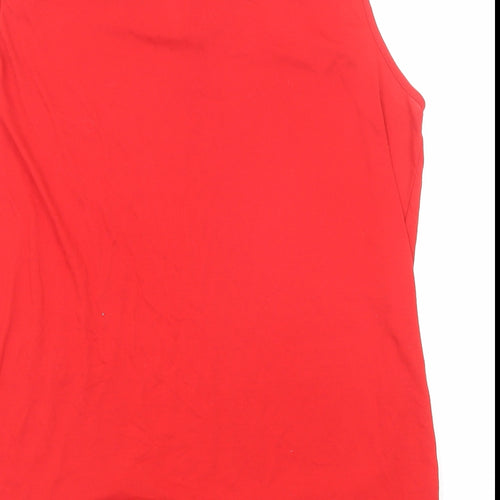 Lucky Womens Red Cotton Basic Tank Size XL Round Neck