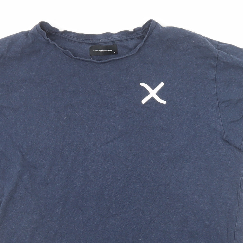 Clean Cut Copenhaged Mens Blue Cotton T-Shirt Size L Round Neck