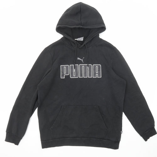 PUMA Mens Black Cotton Pullover Hoodie Size M
