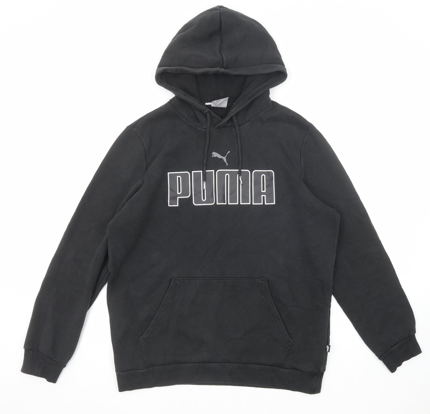 PUMA Mens Black Cotton Pullover Hoodie Size M