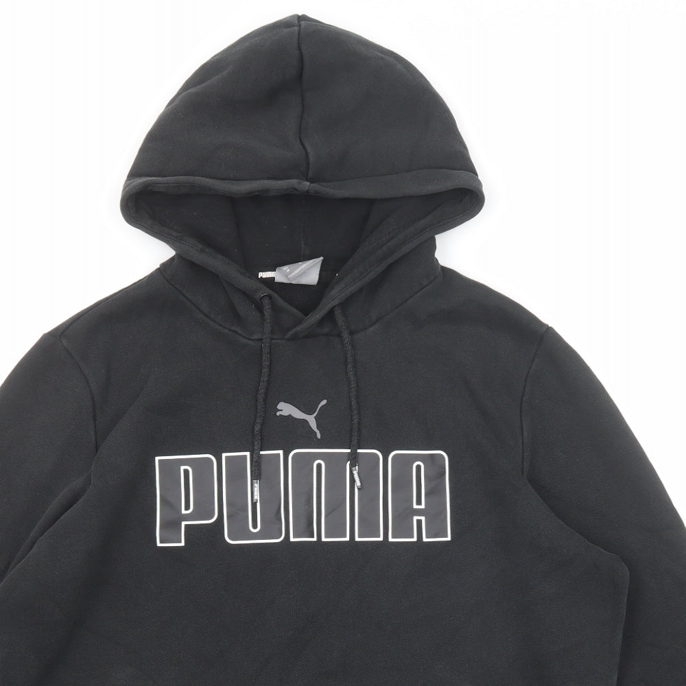 PUMA Mens Black Cotton Pullover Hoodie Size M
