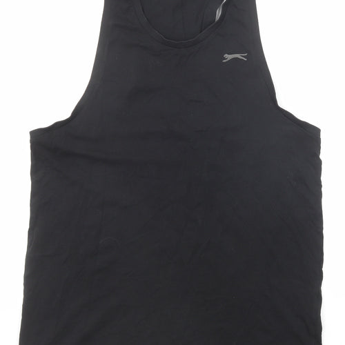 Slazenger Womens Black Cotton Basic Tank Size XL Round Neck