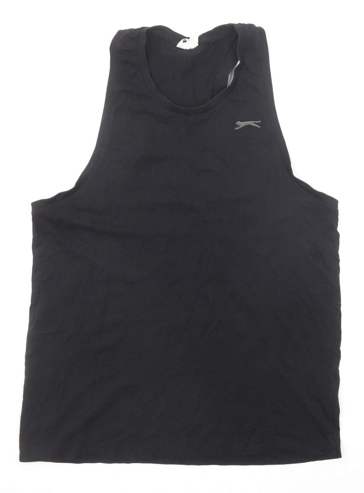 Slazenger Womens Black Cotton Basic Tank Size XL Round Neck