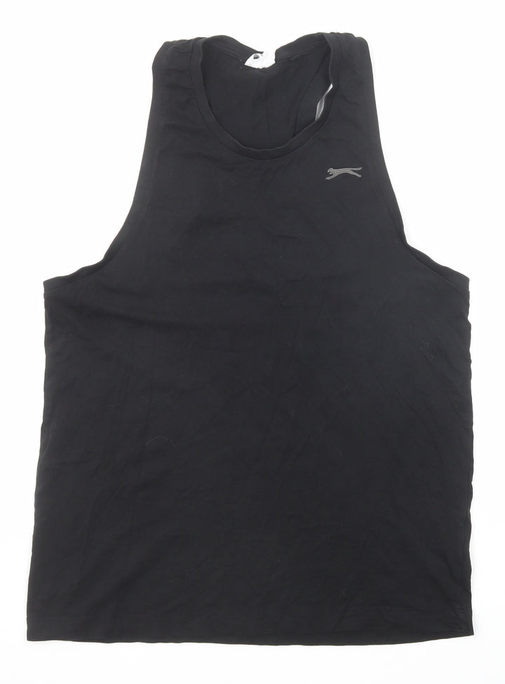 Slazenger Womens Black Cotton Basic Tank Size XL Round Neck