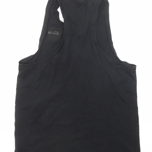 Slazenger Womens Black Cotton Basic Tank Size XL Round Neck