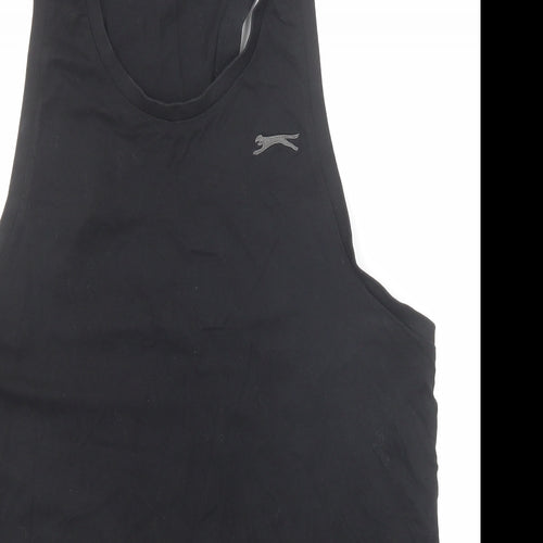 Slazenger Womens Black Cotton Basic Tank Size XL Round Neck