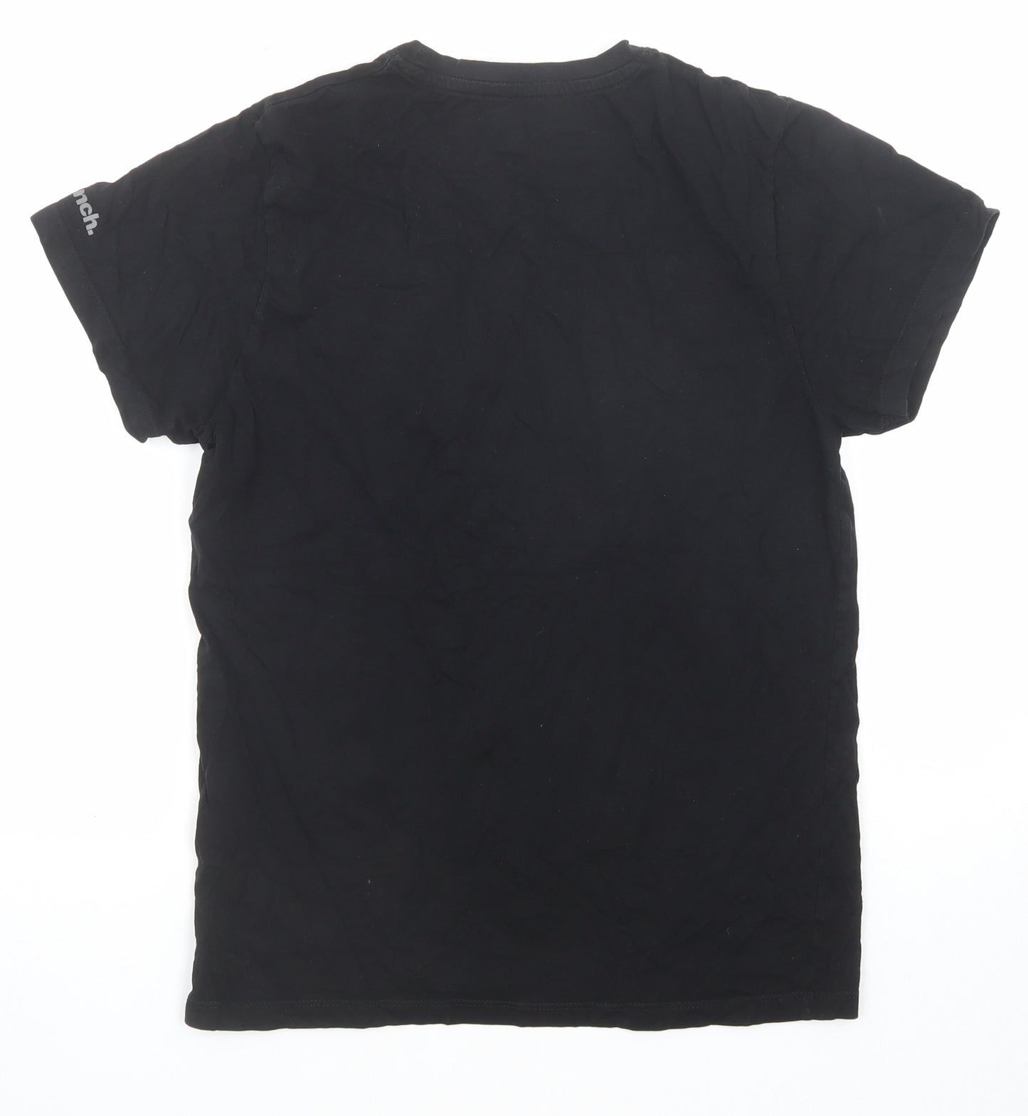 Bench Mens Black Cotton T-Shirt Size S Round Neck