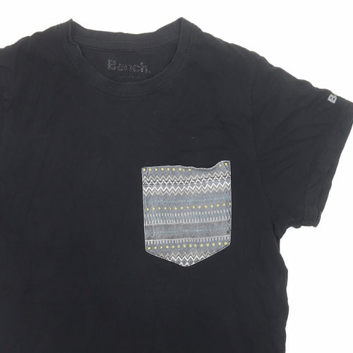 Bench Mens Black Cotton T-Shirt Size S Round Neck
