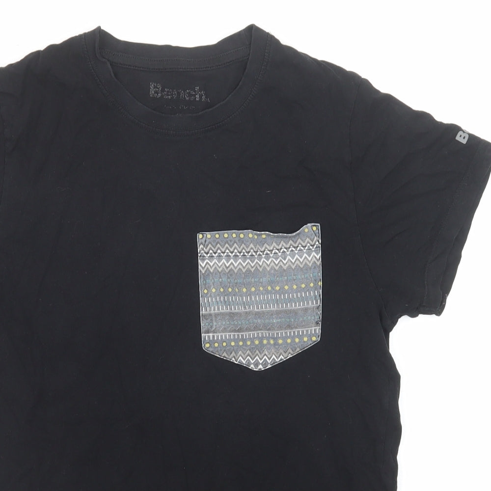 Bench Mens Black Cotton T-Shirt Size S Round Neck