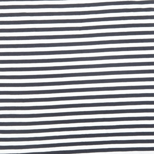 Barbour Womens Black Striped Cotton Basic T-Shirt Size 16 Round Neck