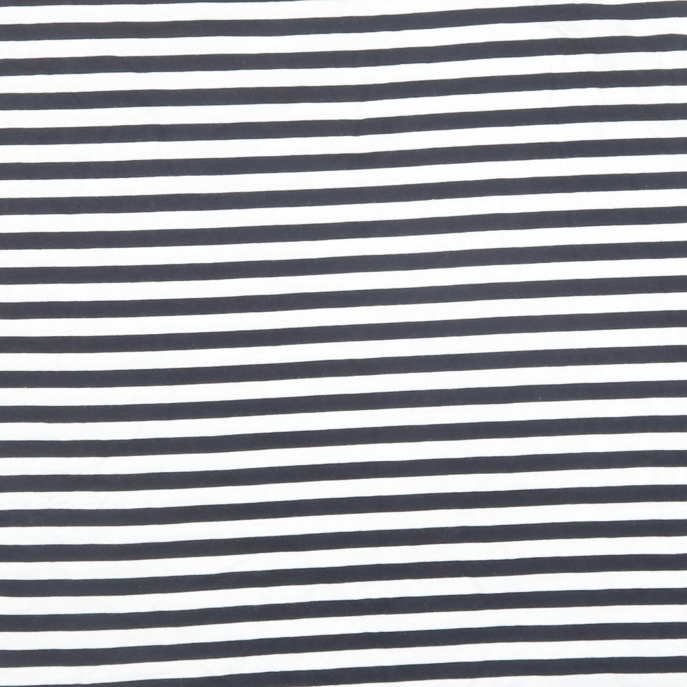 Barbour Womens Black Striped Cotton Basic T-Shirt Size 16 Round Neck