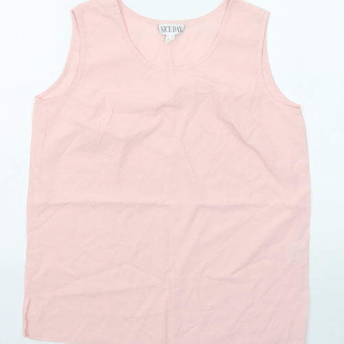Nice Day Womens Pink Viscose Basic Tank Size 16 Round Neck