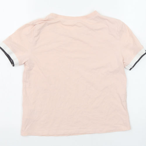 H&M Girls Pink Cotton Basic T-Shirt Size 12-13 Years Round Neck Pullover