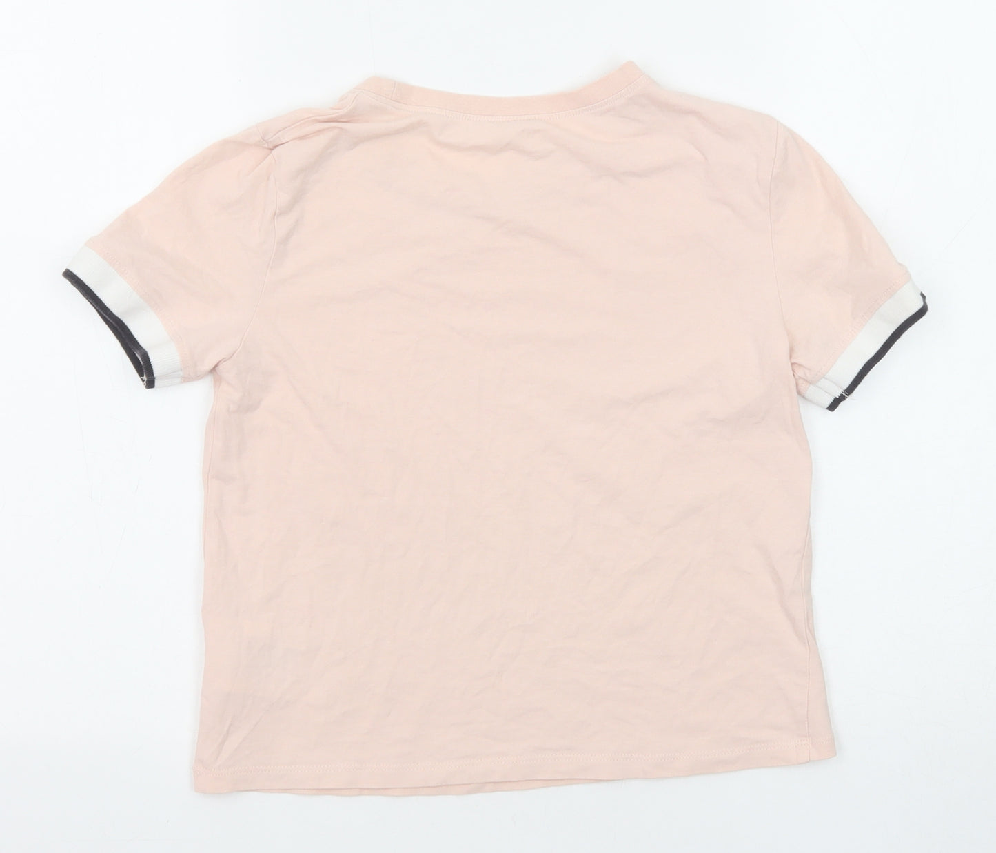 H&M Girls Pink Cotton Basic T-Shirt Size 12-13 Years Round Neck Pullover