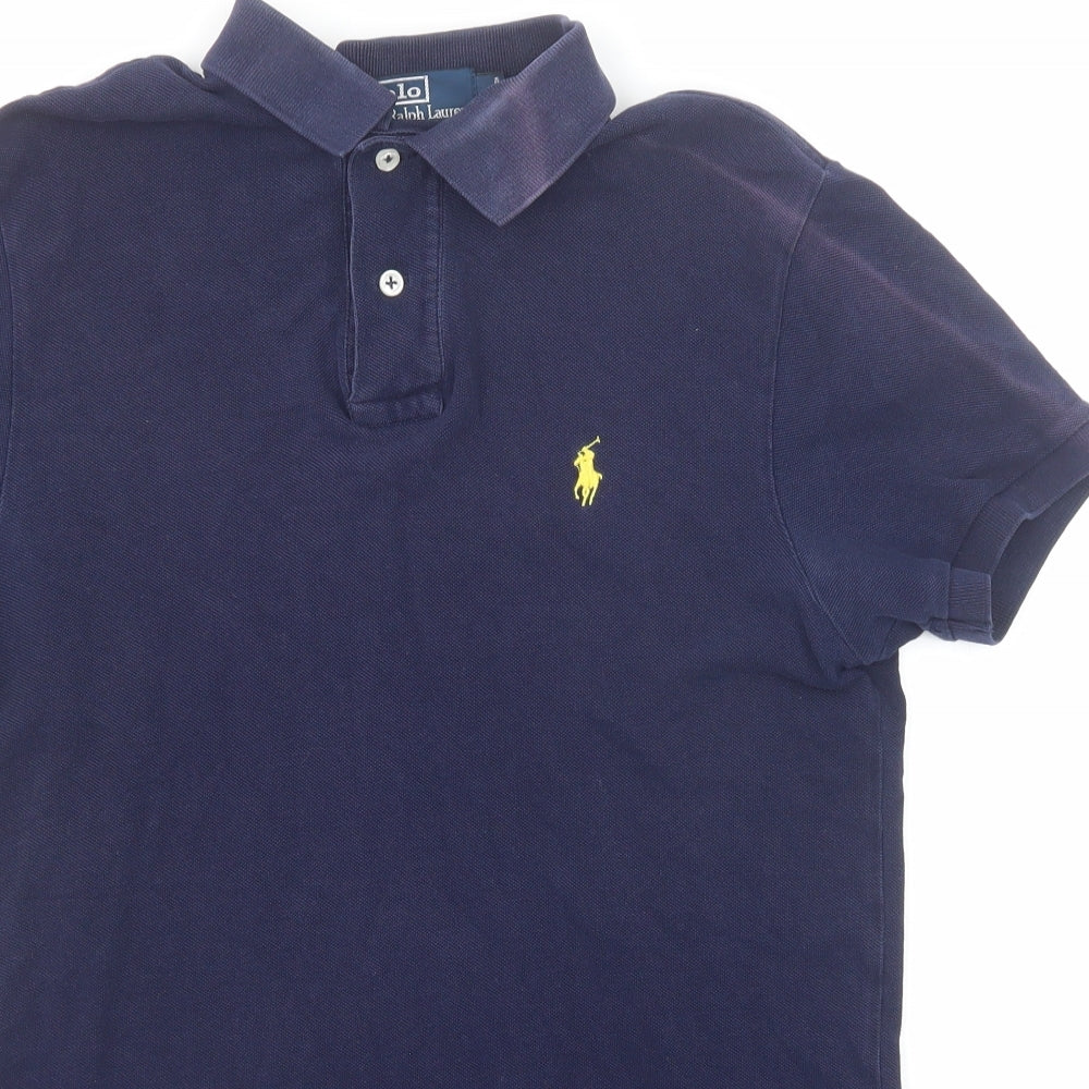Polo Ralph Lauren Mens Blue Cotton Polo Size S Collared Button