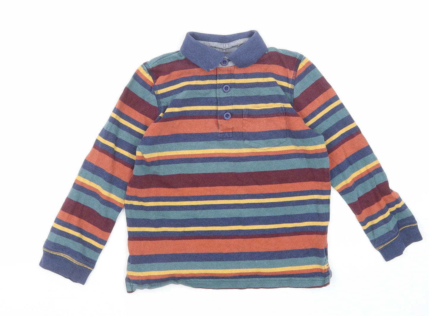 John Lewis Boys Multicoloured Striped Cotton Basic Polo Size 7 Years Collared Button