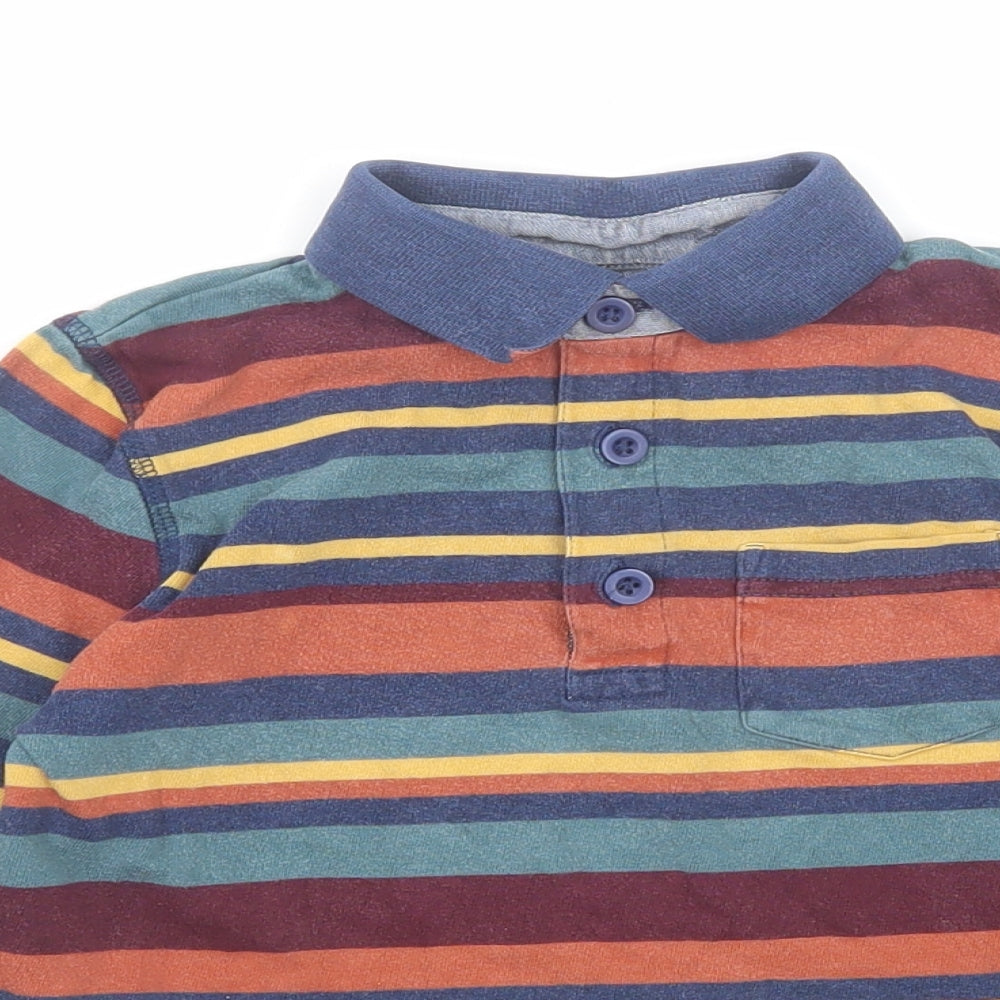 John Lewis Boys Multicoloured Striped Cotton Basic Polo Size 7 Years Collared Button