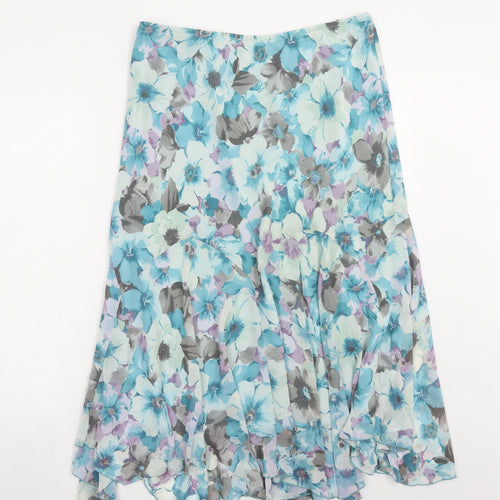 Marks and Spencer Womens Blue Floral Polyester Swing Skirt Size 18
