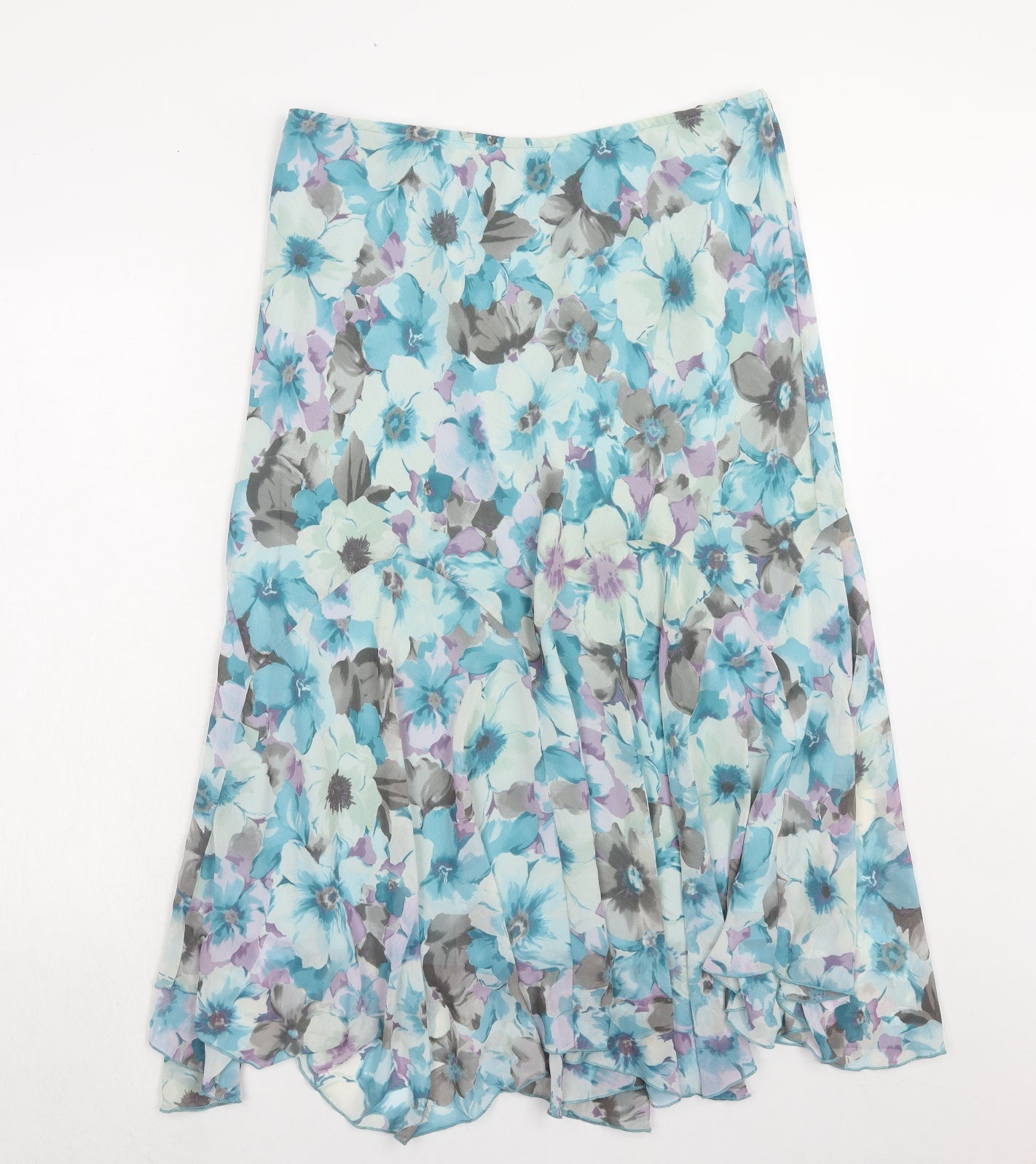 Marks and Spencer Womens Blue Floral Polyester Swing Skirt Size 18