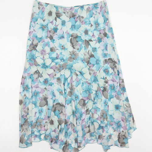 Marks and Spencer Womens Blue Floral Polyester Swing Skirt Size 18