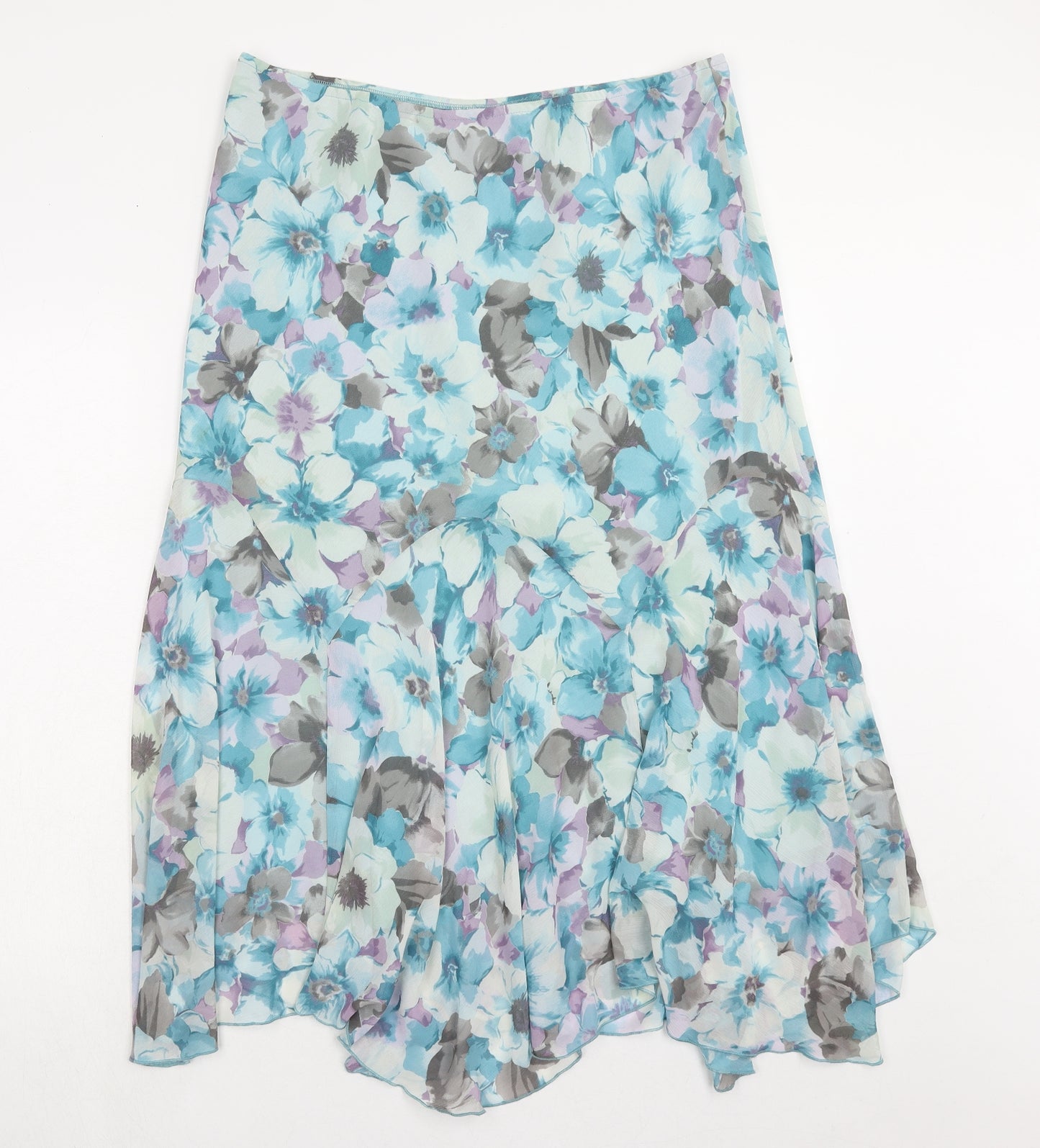 Marks and Spencer Womens Blue Floral Polyester Swing Skirt Size 18