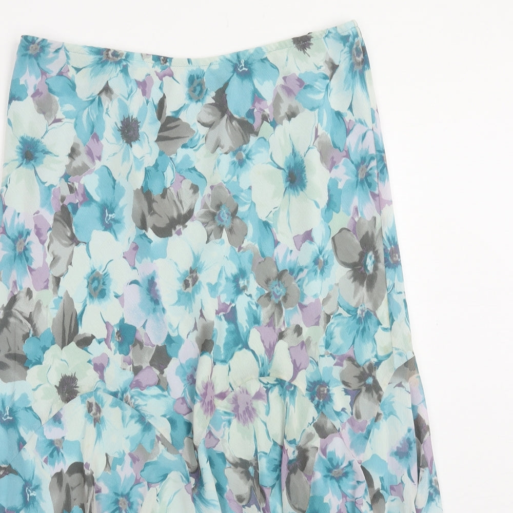 Marks and Spencer Womens Blue Floral Polyester Swing Skirt Size 18