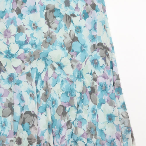 Marks and Spencer Womens Blue Floral Polyester Swing Skirt Size 18