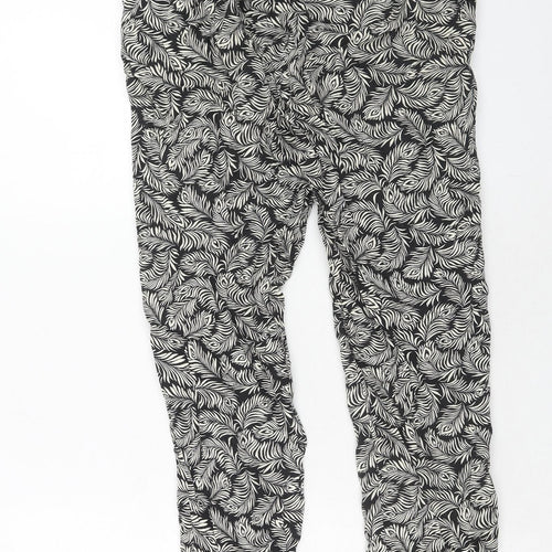H&M Womens Black Geometric Viscose Trousers Size 6 Regular