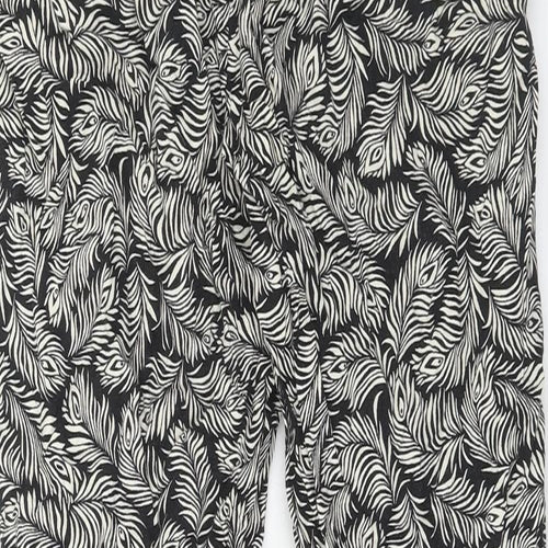 H&M Womens Black Geometric Viscose Trousers Size 6 Regular