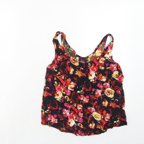 Motel Womens Silver Floral Viscose Basic Tank Size S Round Neck