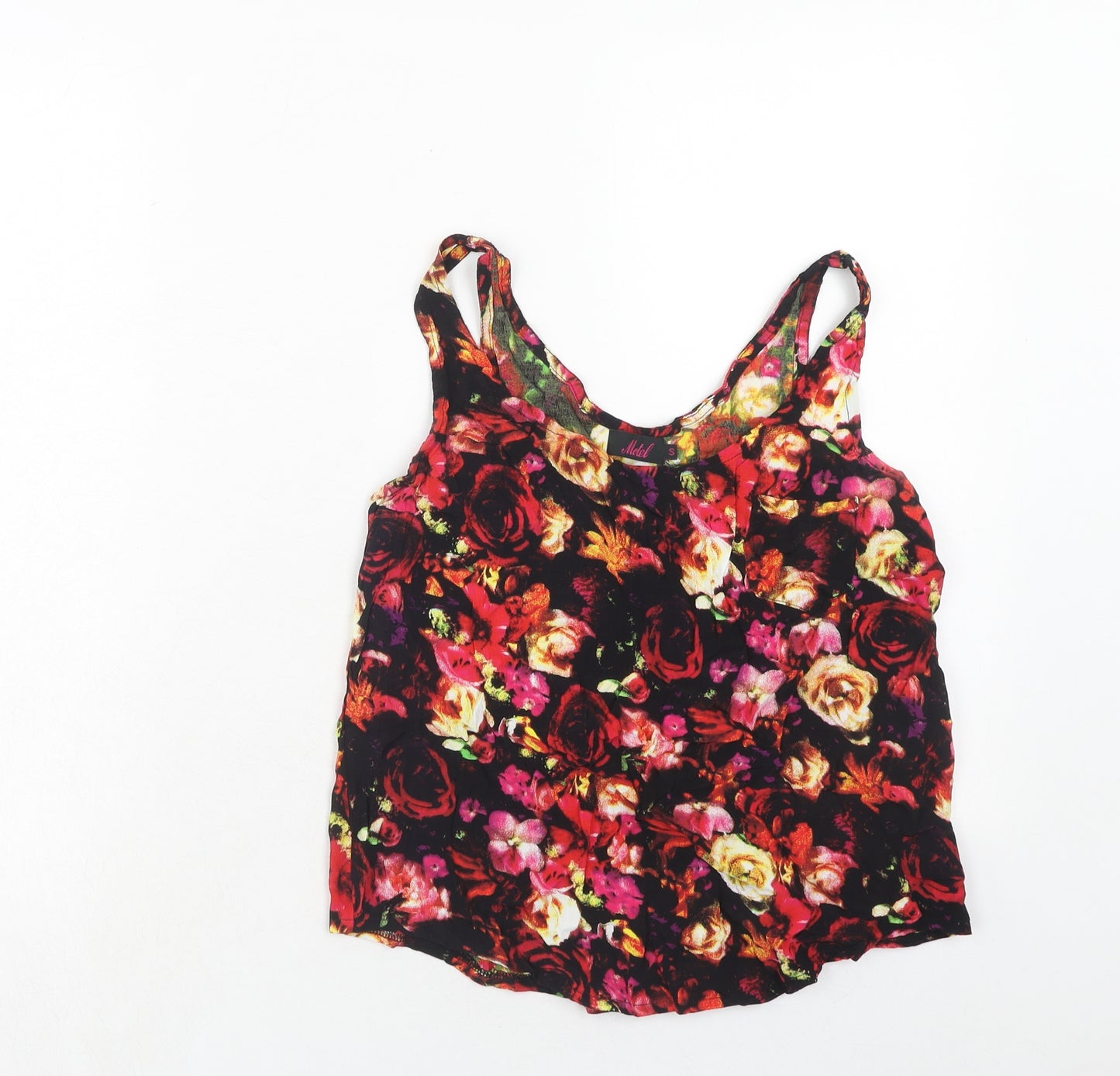 Motel Womens Silver Floral Viscose Basic Tank Size S Round Neck