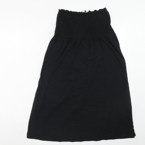 Marks and Spencer Womens Black Cotton A-Line Size 8 Square Neck Pullover - Shirred Top Strapless