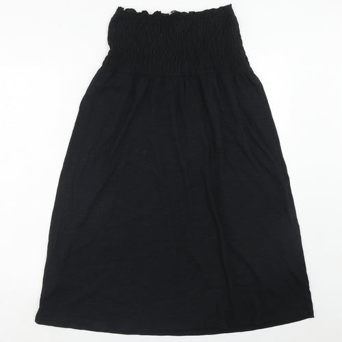 Marks and Spencer Womens Black Cotton A-Line Size 8 Square Neck Pullover - Shirred Top Strapless