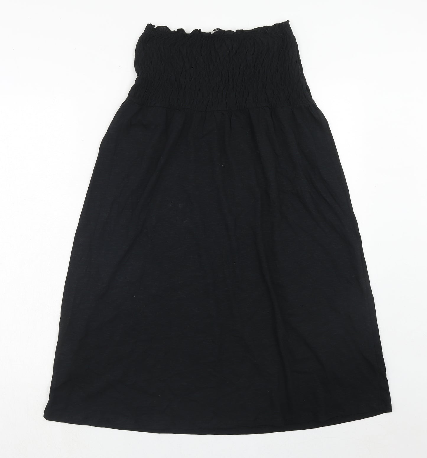 Marks and Spencer Womens Black Cotton A-Line Size 8 Square Neck Pullover - Shirred Top Strapless