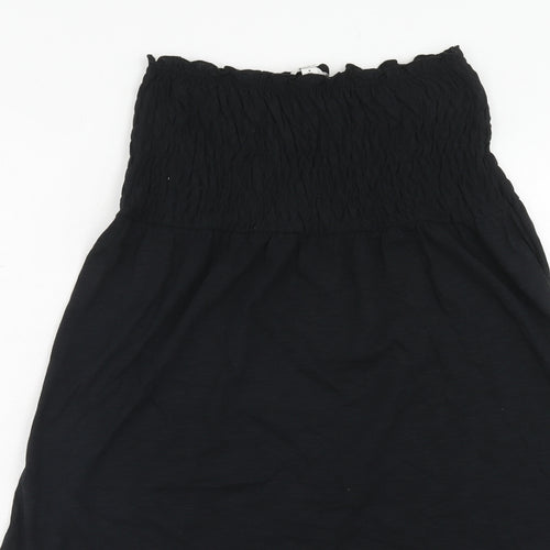 Marks and Spencer Womens Black Cotton A-Line Size 8 Square Neck Pullover - Shirred Top Strapless
