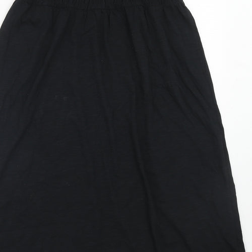 Marks and Spencer Womens Black Cotton A-Line Size 8 Square Neck Pullover - Shirred Top Strapless
