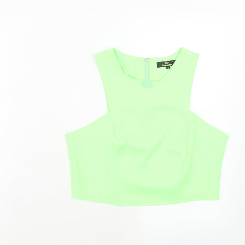 Fabulous Womens Green Polyester Cropped Tank Size 10 V-Neck