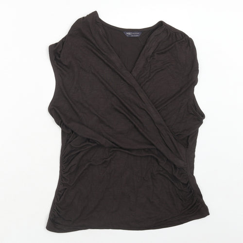 Marks and Spencer Womens Brown Modal Basic Tank Size 16 V-Neck