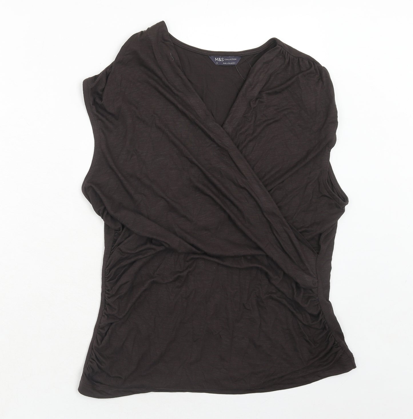 Marks and Spencer Womens Brown Modal Basic Tank Size 16 V-Neck