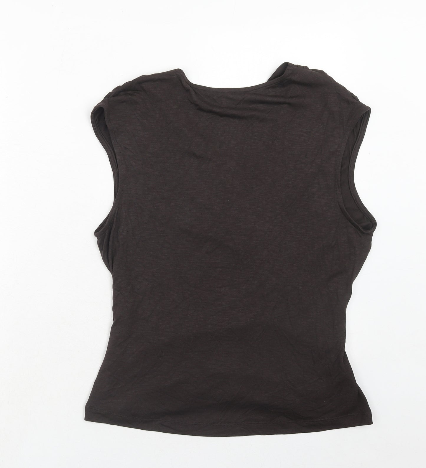 Marks and Spencer Womens Brown Modal Basic Tank Size 16 V-Neck
