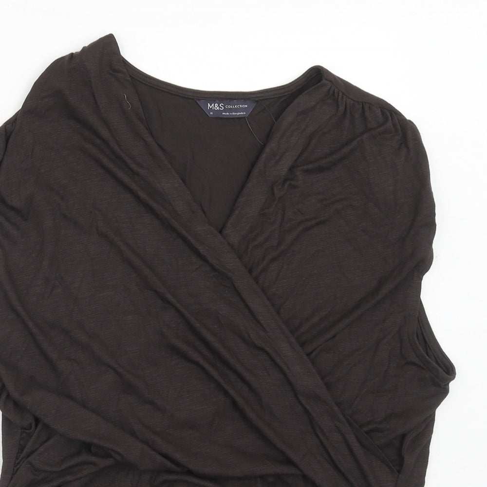 Marks and Spencer Womens Brown Modal Basic Tank Size 16 V-Neck